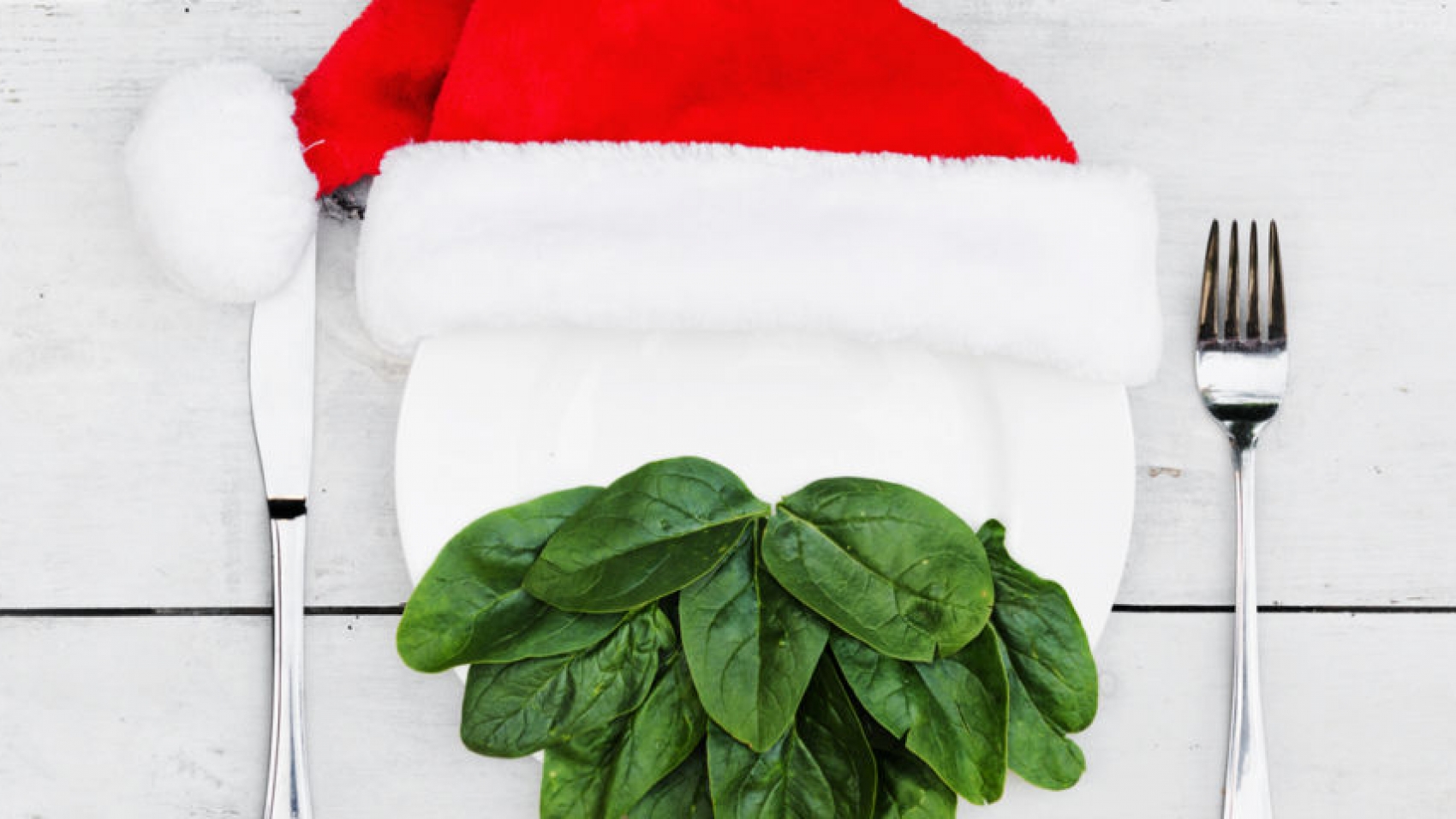 Santa’s beard made out of spinach on a plate